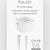 Buy the Feudz 120W USB-C Power Adapter with USB-C to Lightning Cable for iPhone 14 Pro Max. Fast charging, compact design, and smart safety features – perfect for Apple users.
