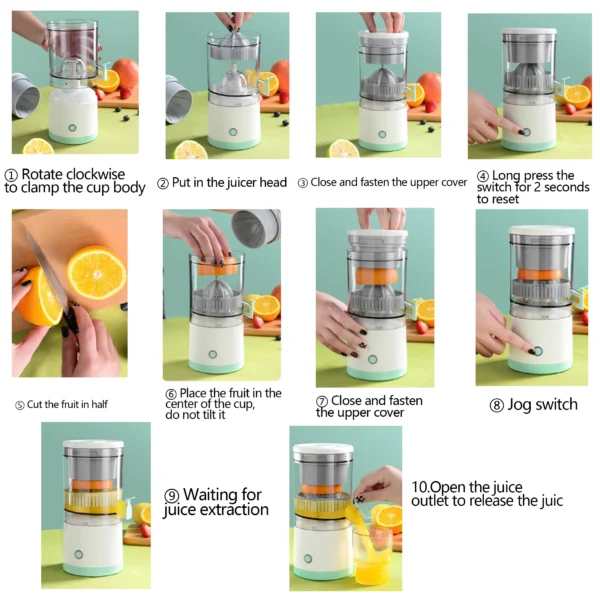 Portable Electric Juicer USB Charging Orange Lemon Fruit Blender Mini Household Juice Squeezer Mixer Citrus Juicer for Travel - Image 7