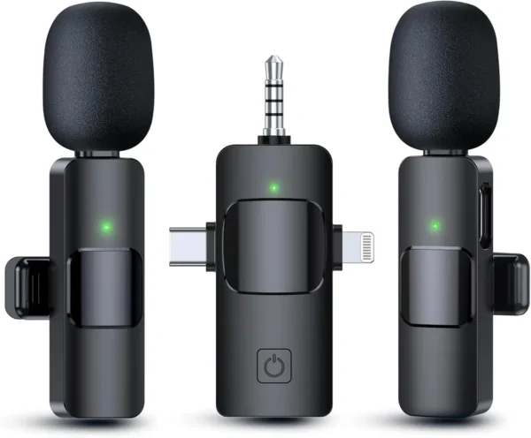 3 in 1 Wireless Lavalier Microphone for iPhone & Android