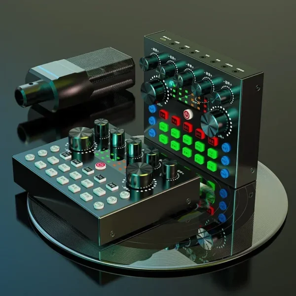 Live Streaming Broadcasting V8S Sound Card with 10 Sound Effects,3 Inputs, Mic Input - Image 2