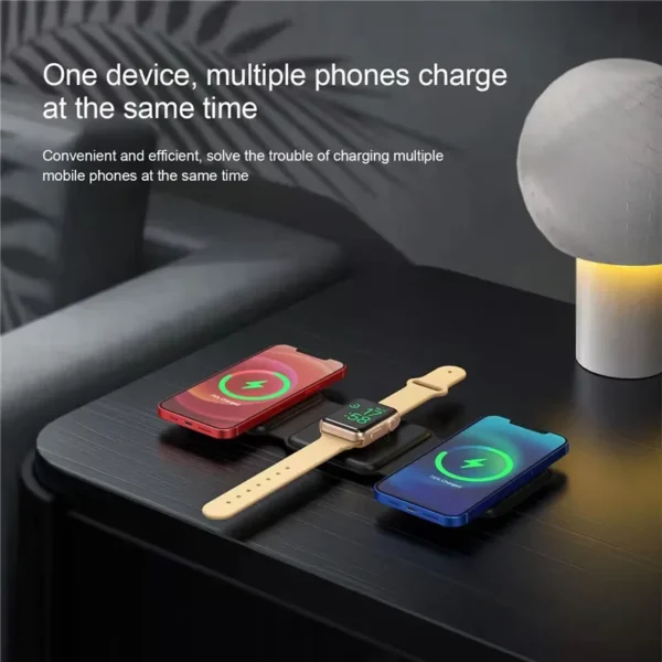 3 in 1  Fast Wireless Charger Foldable for iPhone, Airpods and iWatch - Image 5