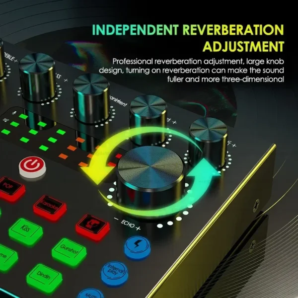 Live Streaming Broadcasting V8S Sound Card with 10 Sound Effects,3 Inputs, Mic Input - Image 3