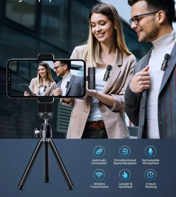3 in 1 Wireless Lavalier Microphone for iPhone & Android - Image 4