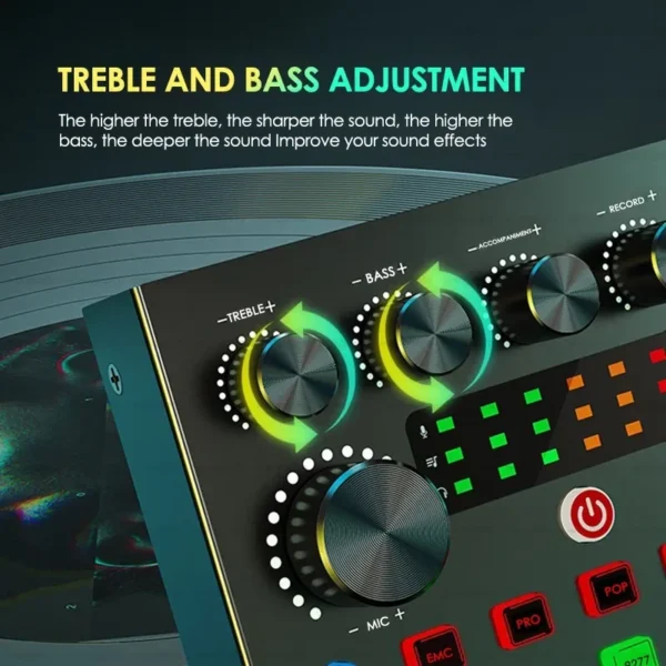 Live Streaming Broadcasting V8S Sound Card with 10 Sound Effects,3 Inputs, Mic Input - Image 17