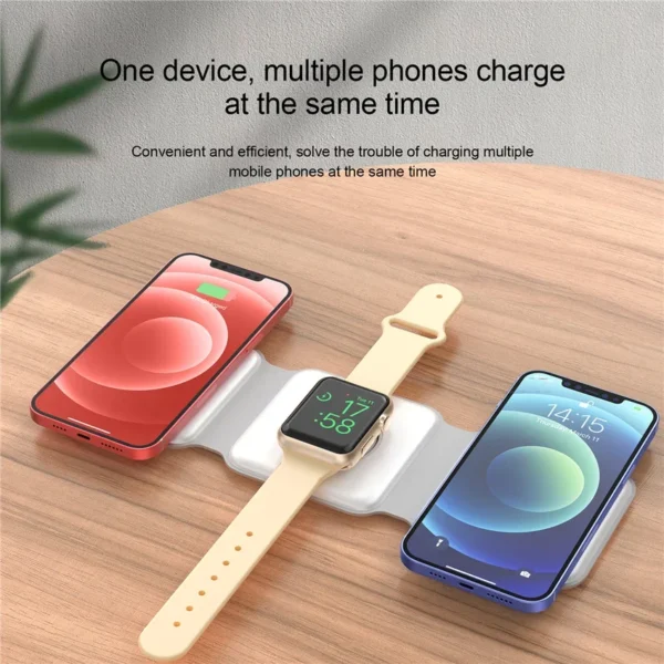 3 in 1  Fast Wireless Charger Foldable for iPhone, Airpods and iWatch - Image 10