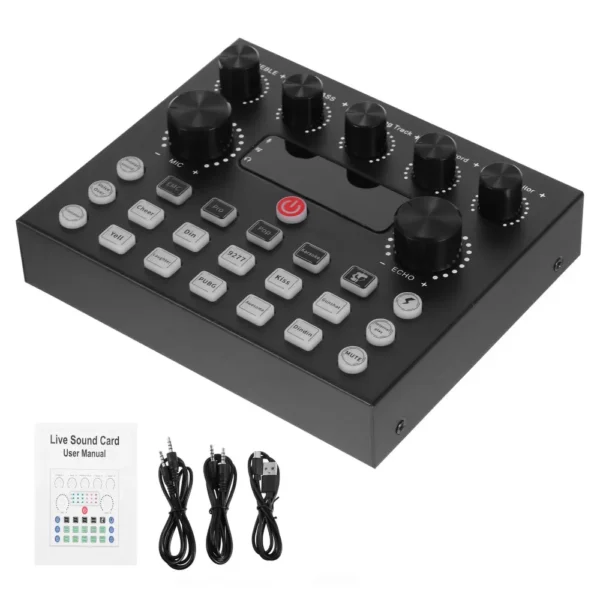 Live Streaming Broadcasting V8S Sound Card with 10 Sound Effects,3 Inputs, Mic Input - Image 14