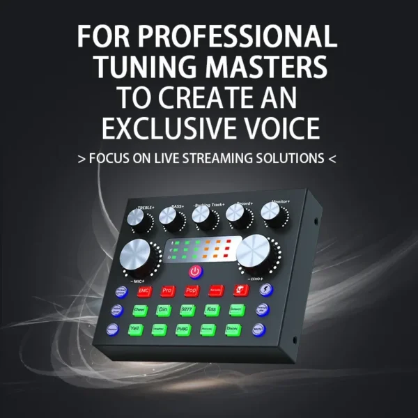 Live Streaming Broadcasting V8S Sound Card with 10 Sound Effects,3 Inputs, Mic Input - Image 13