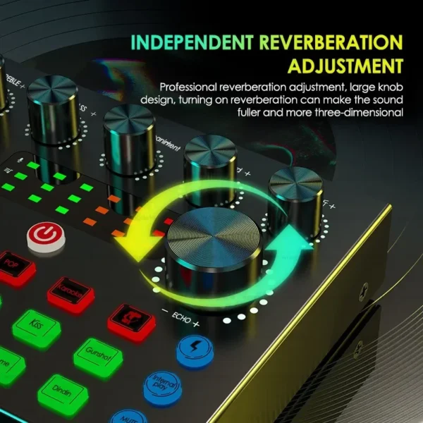 Live Streaming Broadcasting V8S Sound Card with 10 Sound Effects,3 Inputs, Mic Input - Image 8