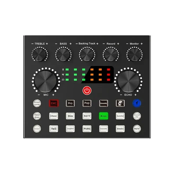 Live Streaming Broadcasting V8S Sound Card with 10 Sound Effects,3 Inputs, Mic Input - Image 6