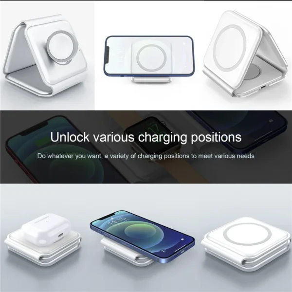 3 in 1  Fast Wireless Charger Foldable for iPhone, Airpods and iWatch - Image 13