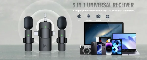 3 in 1 Wireless Lavalier Microphone for iPhone & Android - Image 8