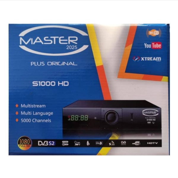 master s1000 hd receiver, satellite decoder 2025, full hd tv receiver, dvb-s2 digital box, youtube xtream tv box, 5000 channels decoder, satellite receiver with remote