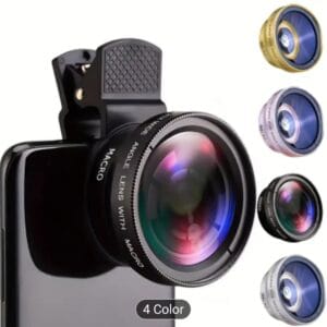 Universal Mobile Phone Lens For IPhone And Android, 2 In 1, Super Wide Angle, Macro, HD, Clip, 37mm, 0.45X, 49uv, Professional