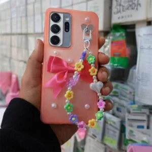 Cute Floral Beaded Phone Case with Wrist Charm