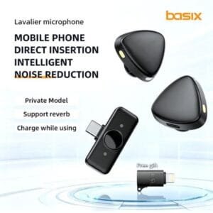 Basix Lavalier Microphone Mobile Wireless
Lavalier Microphone Intelligent Noise
Reduction Mini Mic 2.4G Wireless - Image 3